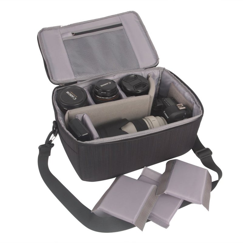 Koolertron Camera Case Dslr Camera Insert Bag Purse Universal Liner Lens Pouch Partition Protective Cover Waterproof Sleeve for Cannon/Nikon/Sony (Black) - Image 2
